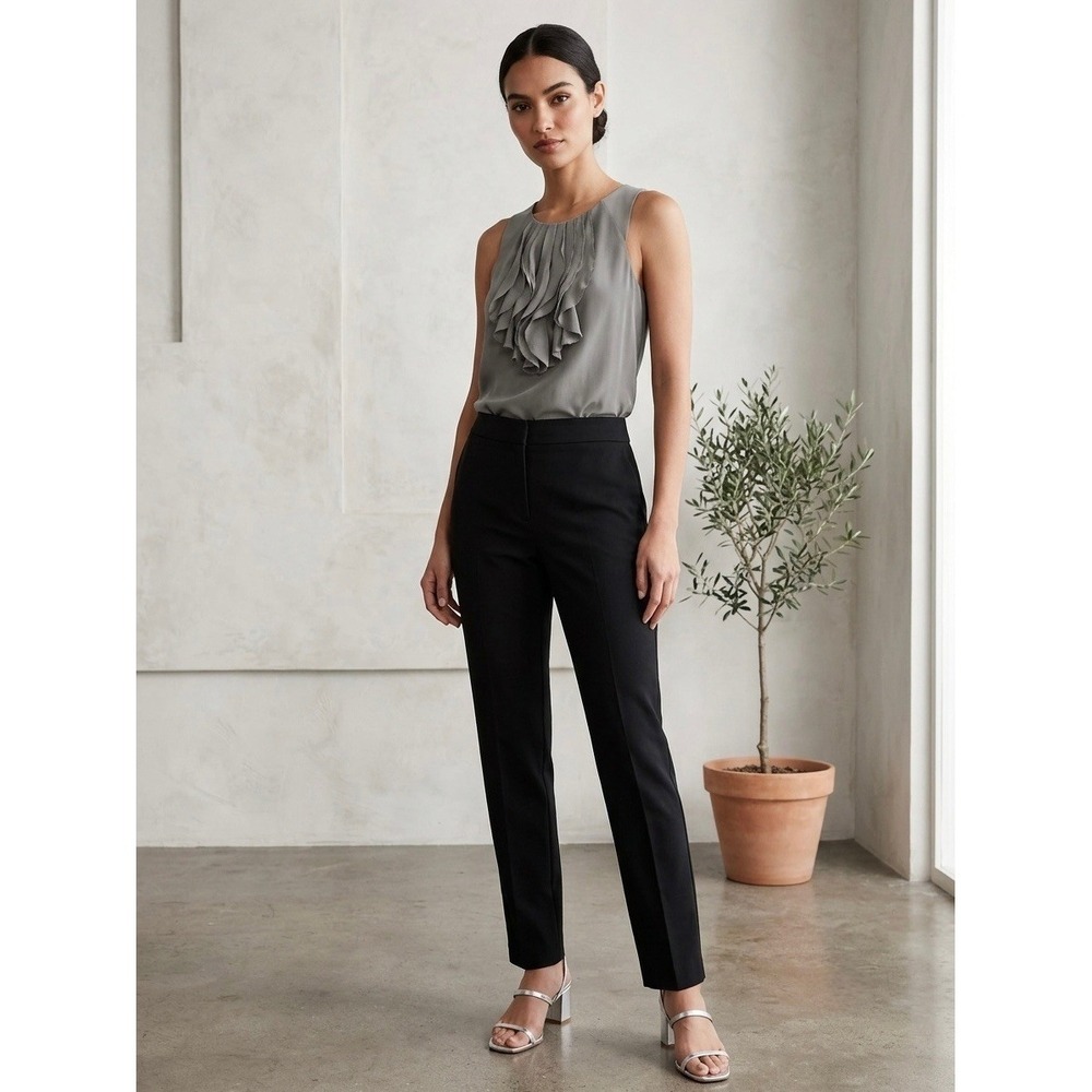 Banana Republic Silk Ruffle Bib Sleeveless Top Gray Stretch XS S/719794-00